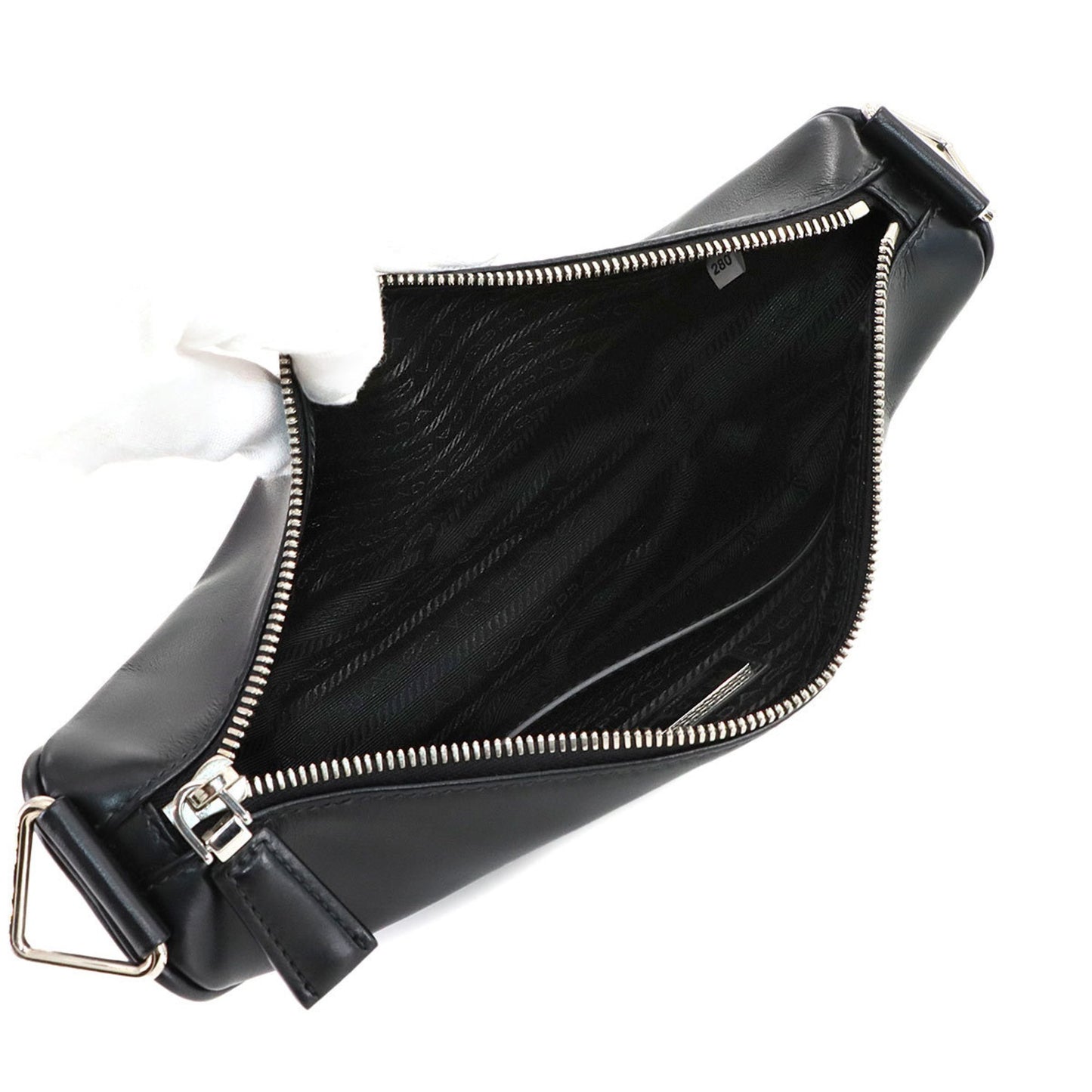 Prada Black Leather Triangle Logo