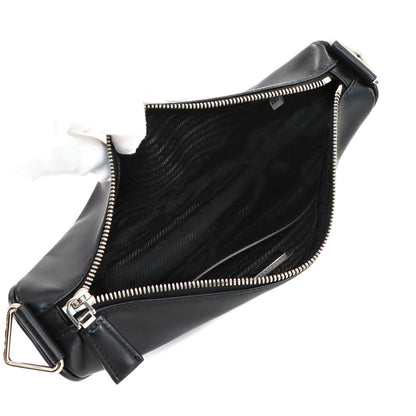 Prada Black Leather Triangle Logo