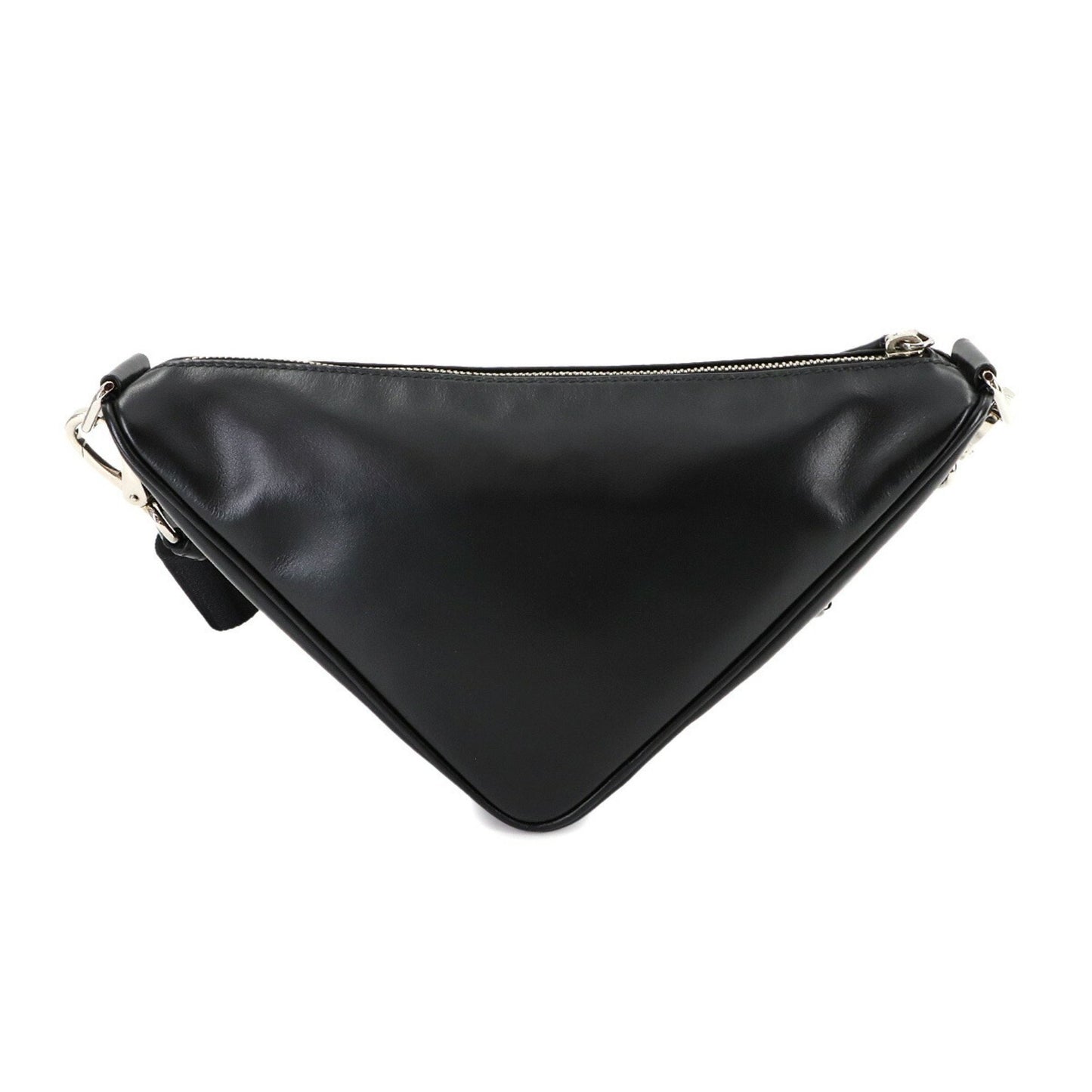 Prada Black Leather Triangle Logo