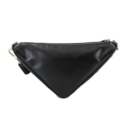 Prada Black Leather Triangle Logo