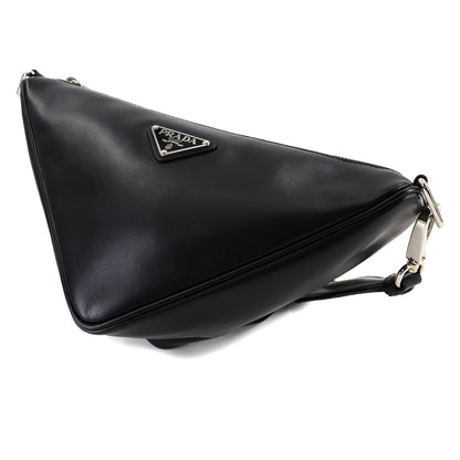 Prada Black Leather Triangle Logo