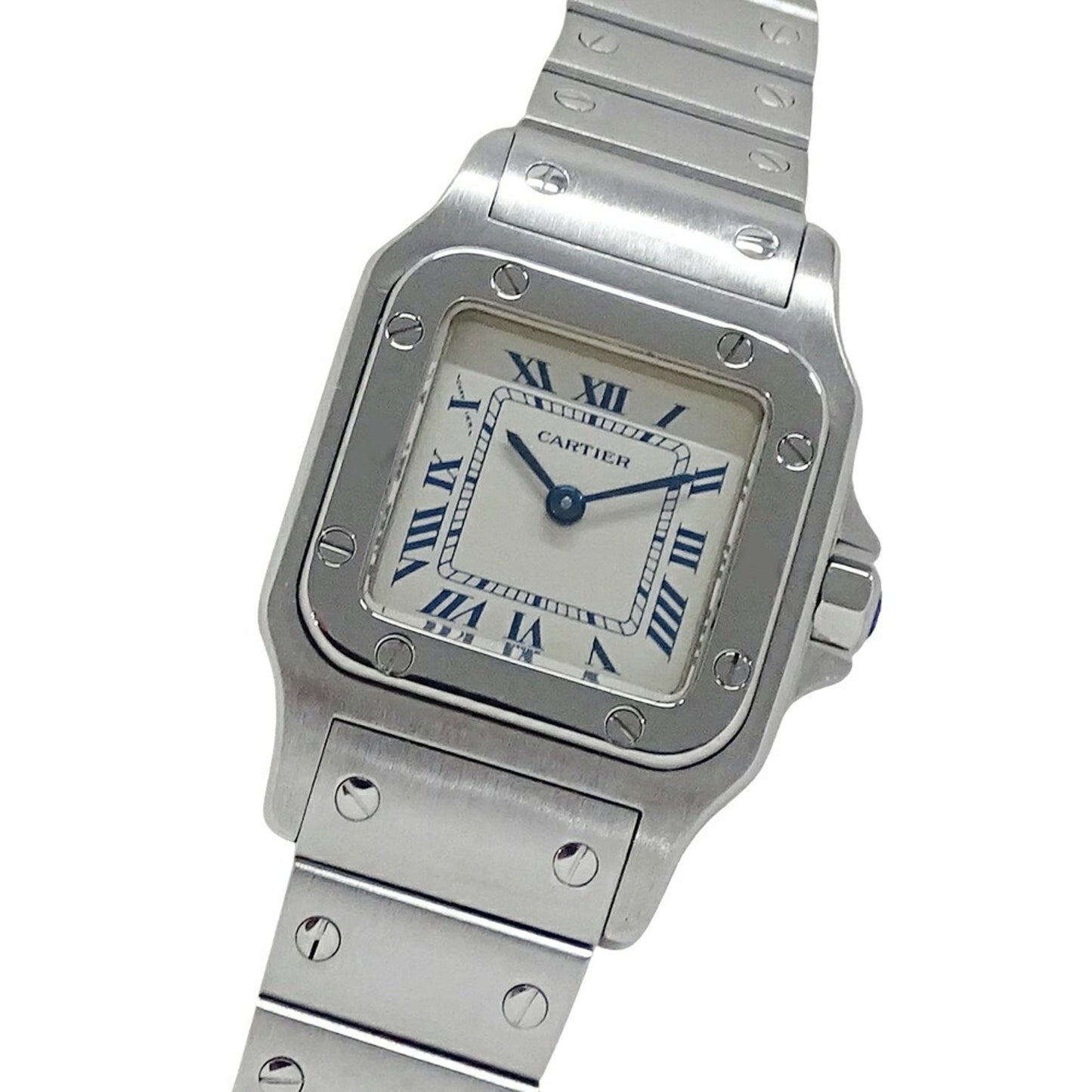 Cartier White Steel Santos Galbée