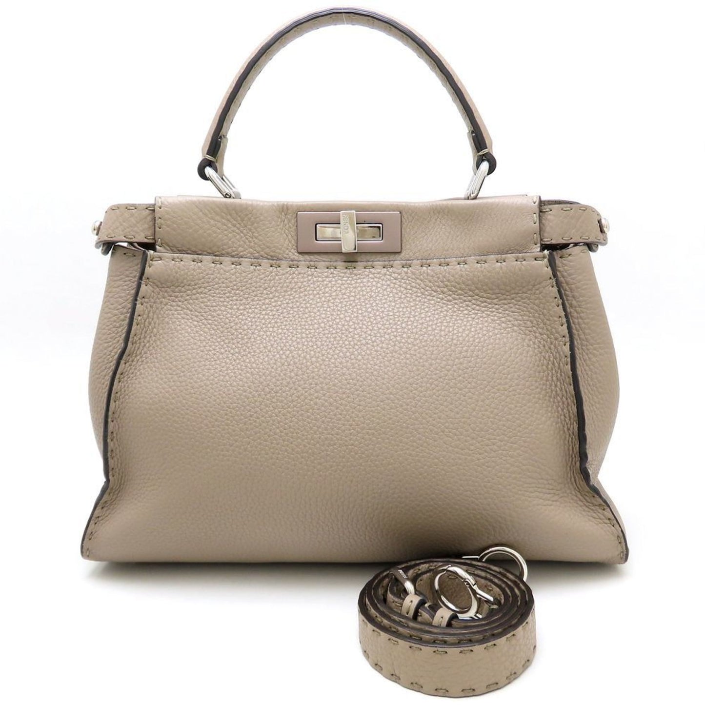 Fendi Gray Leather Peekaboo