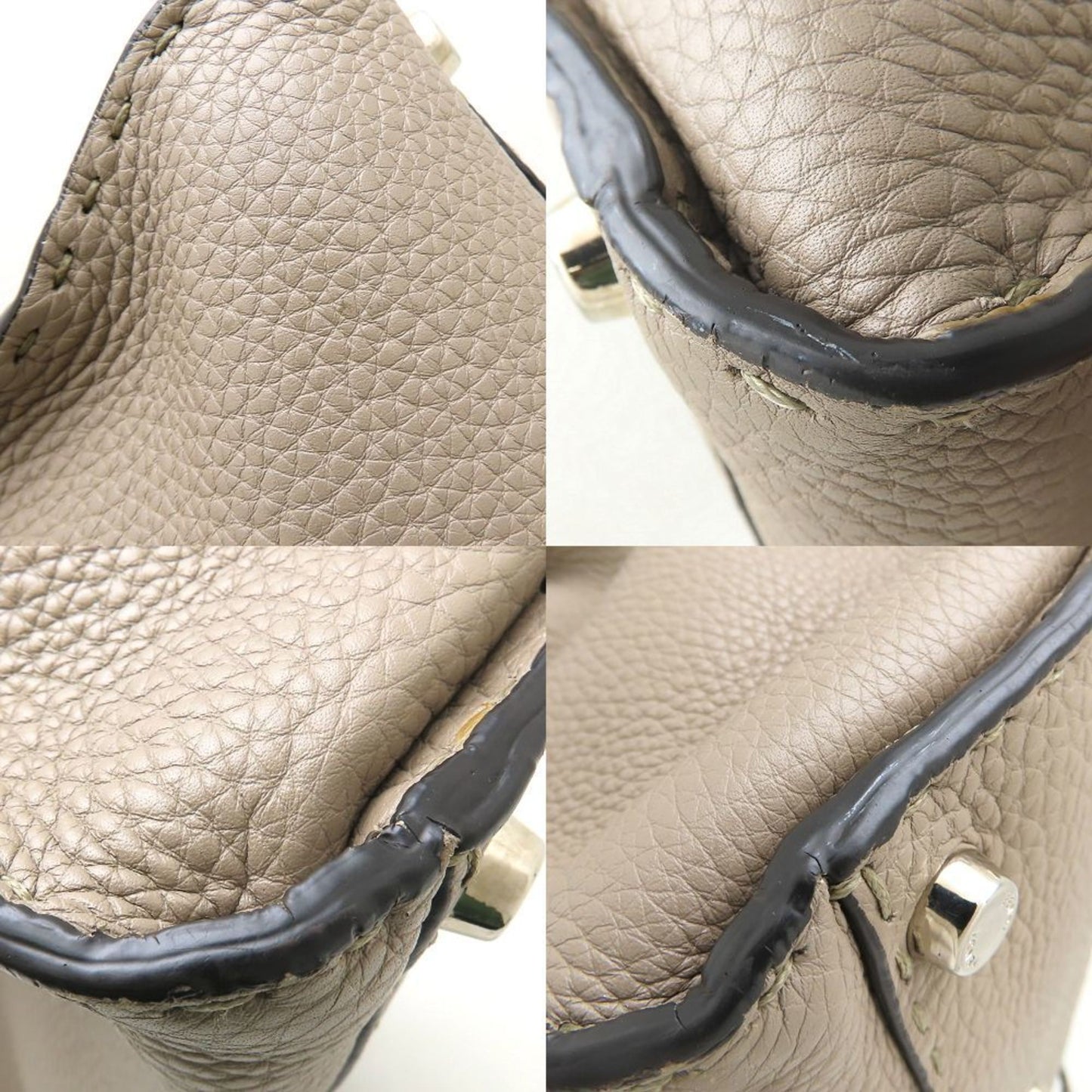Fendi Gray Leather Peekaboo
