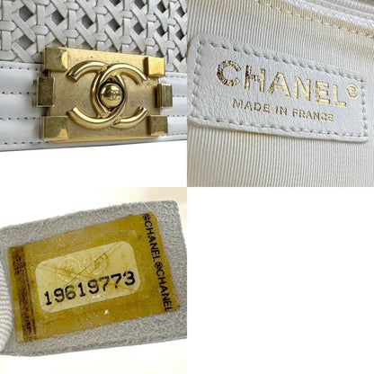 Chanel White Leather Boy