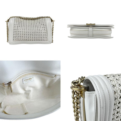 Chanel White Leather Boy