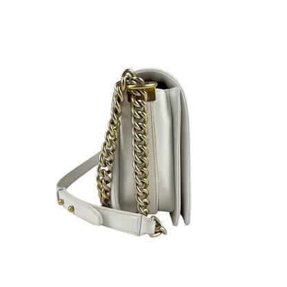 Chanel White Leather Boy