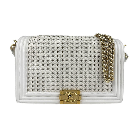 Chanel White Leather Boy