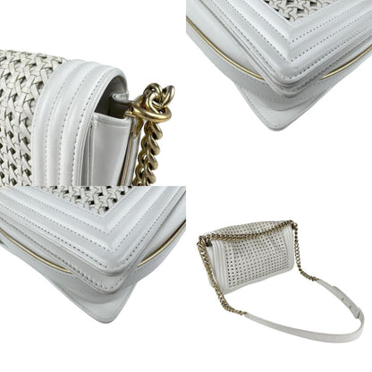 Chanel White Leather Boy