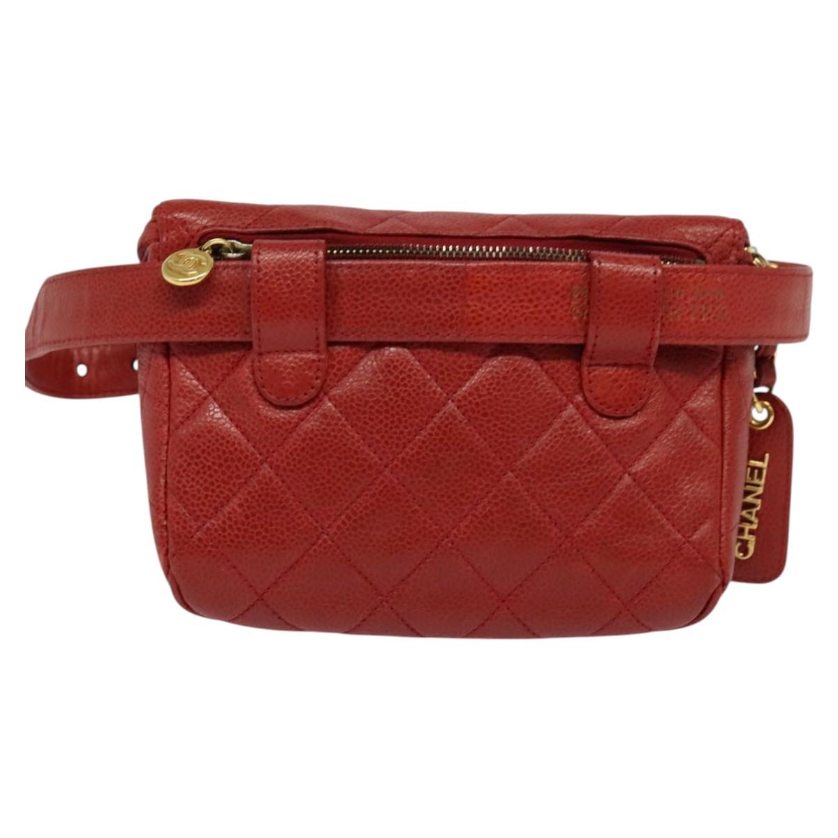 Chanel Red Leather Bag Belt