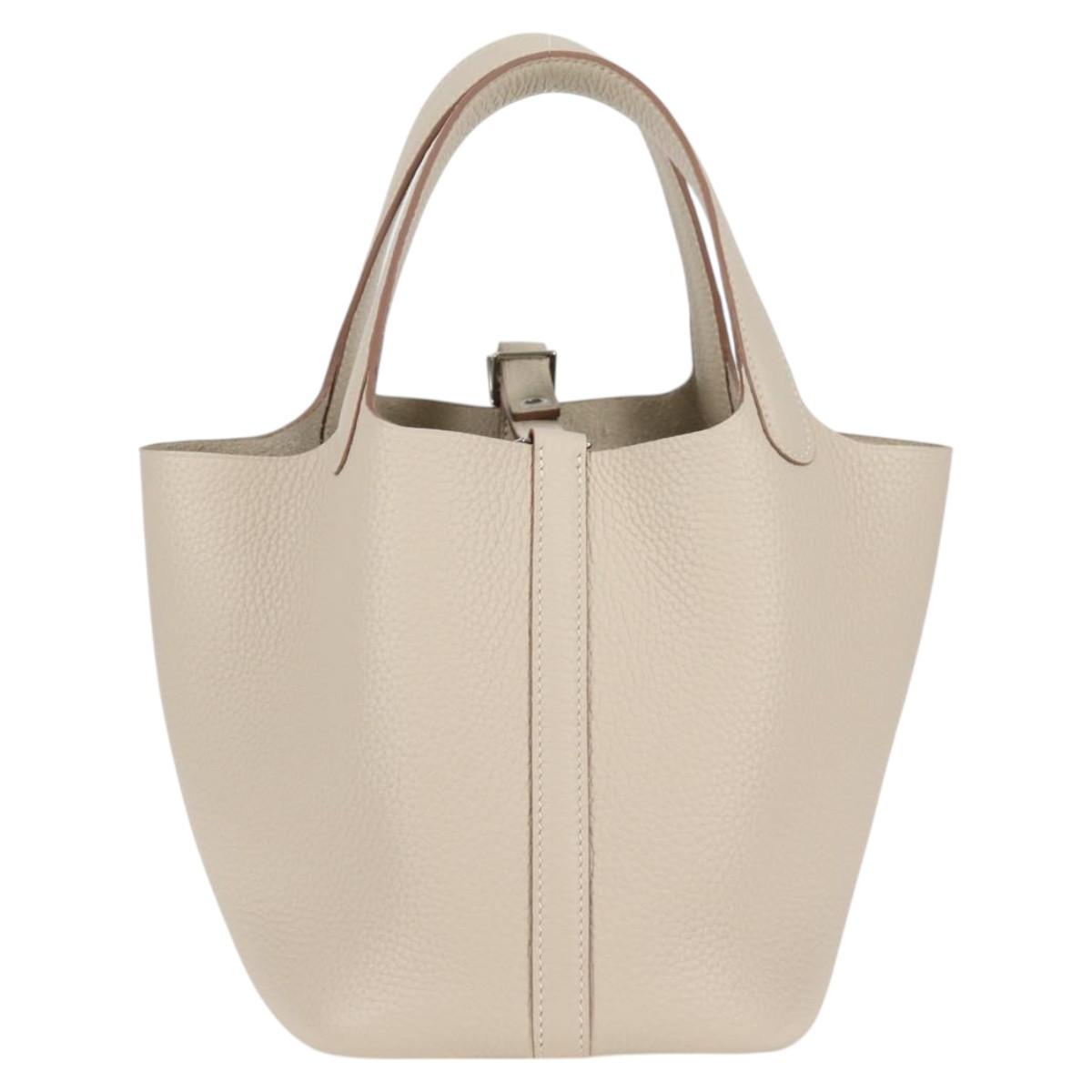 Hermès White Leather Picotin Lock
