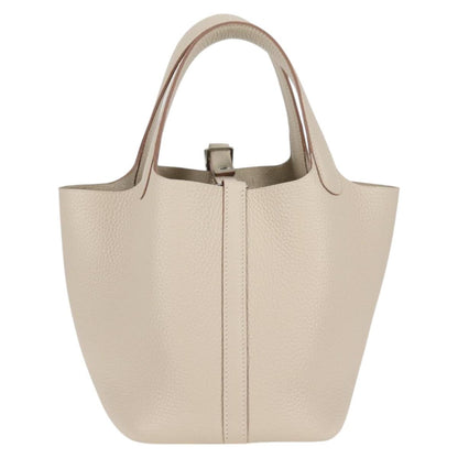 Hermès White Leather Picotin Lock