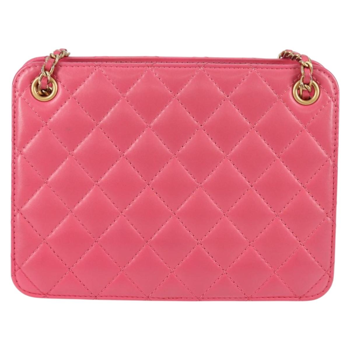 Chanel Pink Leather Coco Mark