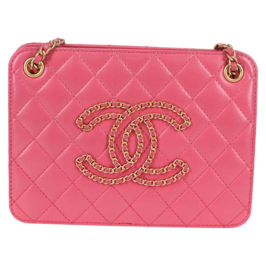 Chanel Pink Leather Coco Mark
