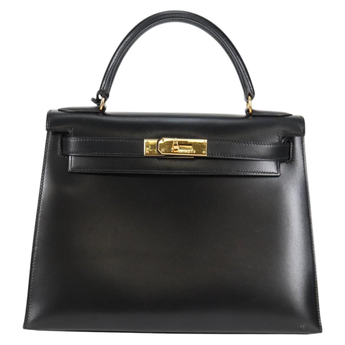 Hermès Black Leather Kelly 28