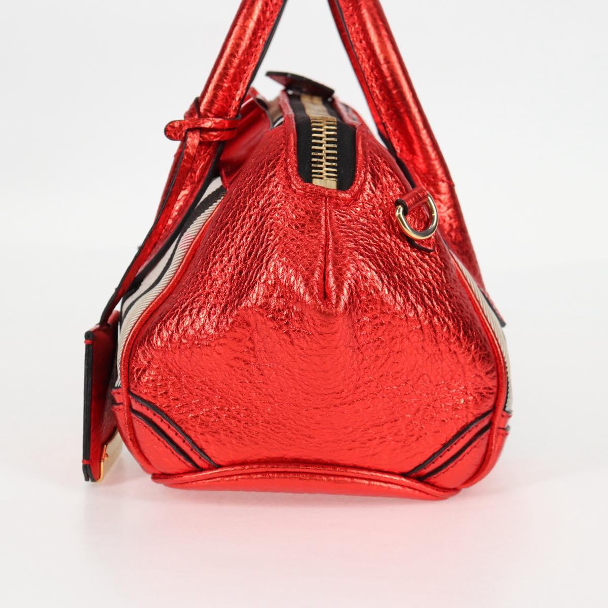 Burberry Red Leather Nova Check