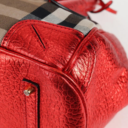 Burberry Red Leather Nova Check