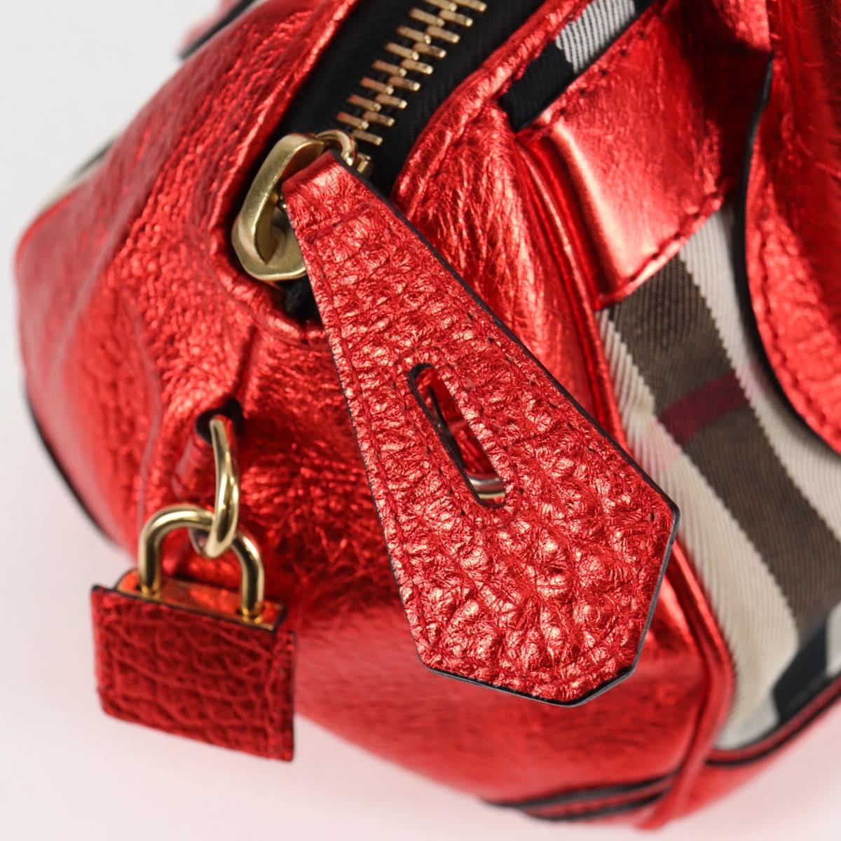 Burberry Red Leather Nova Check