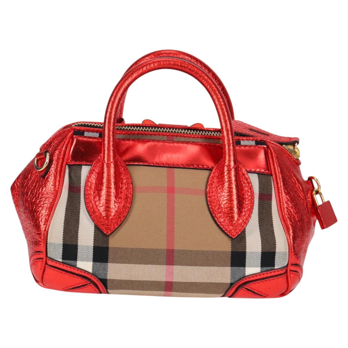Burberry Red Leather Nova Check