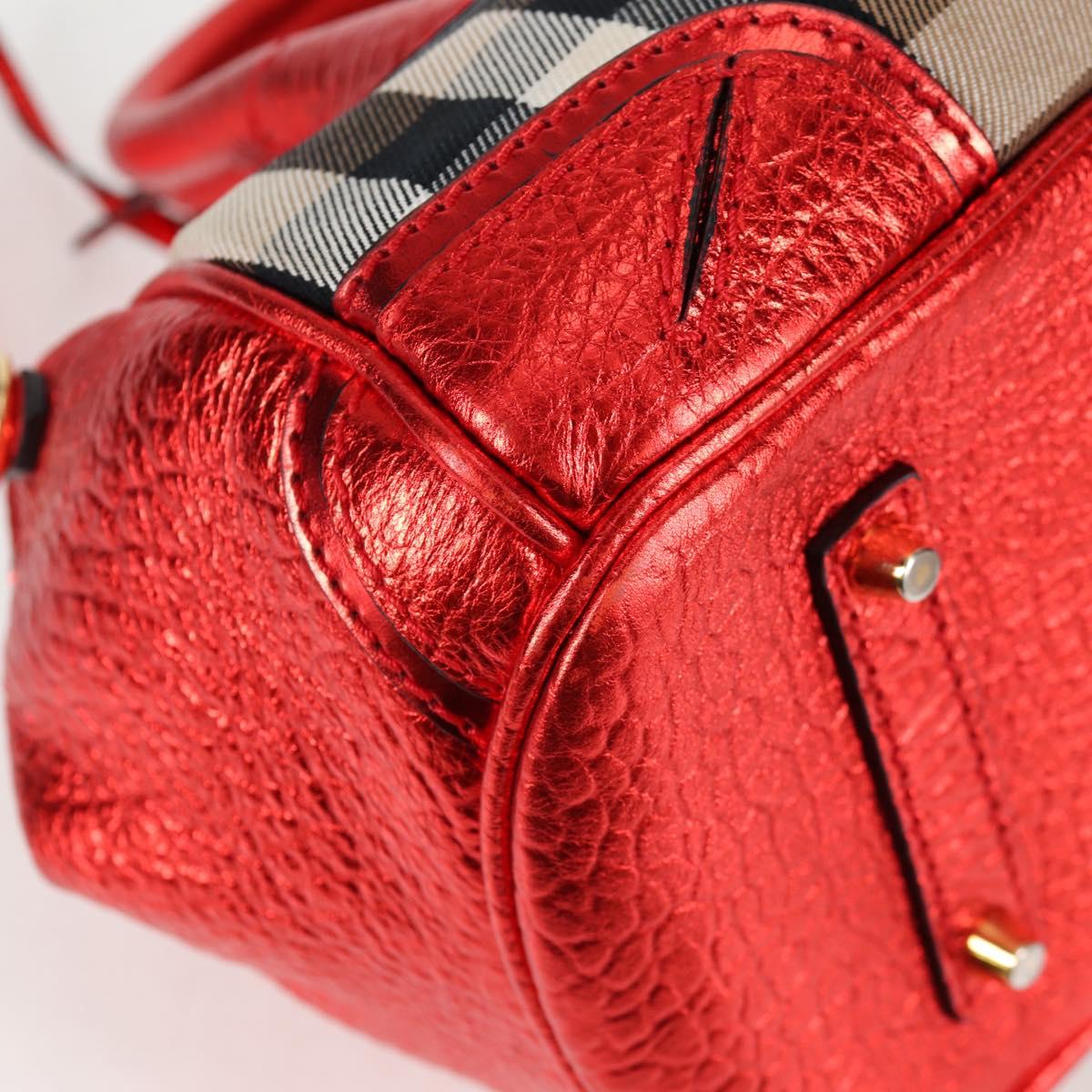 Burberry Red Leather Nova Check