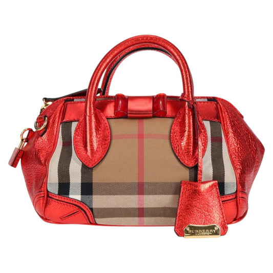 Burberry Red Leather Nova Check