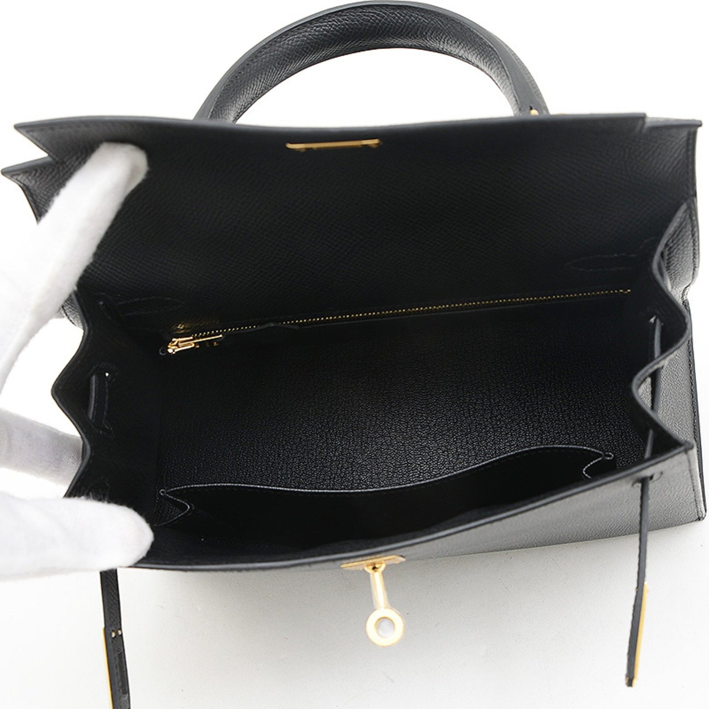Hermès Black Leather Kelly 25