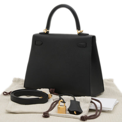 Hermès Black Leather Kelly 25
