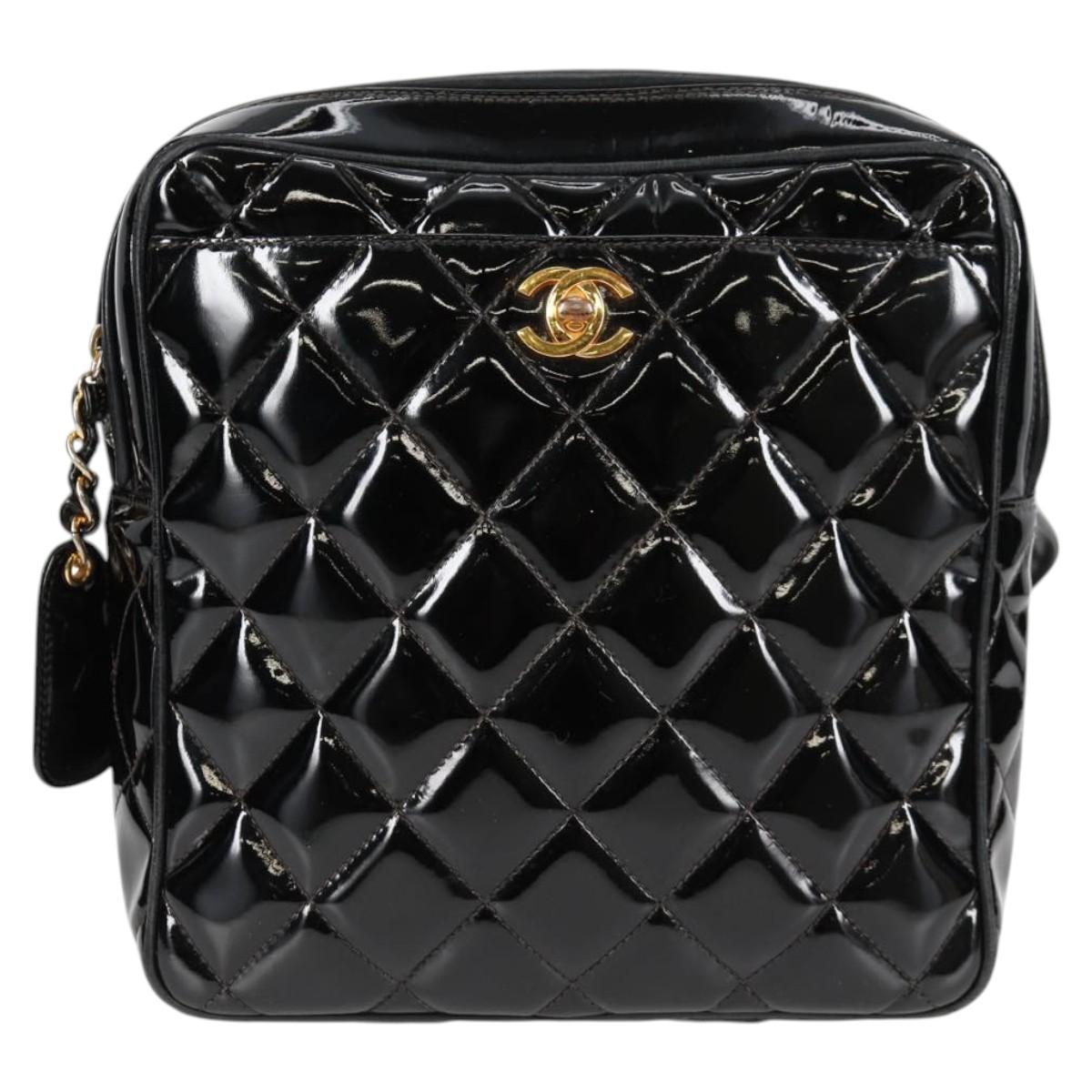 Chanel Black Patent Leather Backpack