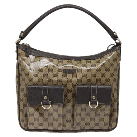 Gucci Brown Canvas Gg Crystal
