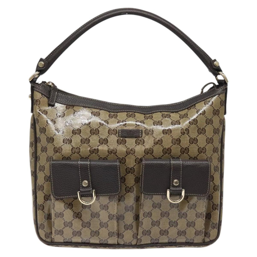 Gucci Brown Canvas Gg Crystal