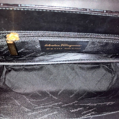 Salvatore Ferragamo Black Leather Iconic Top Handle