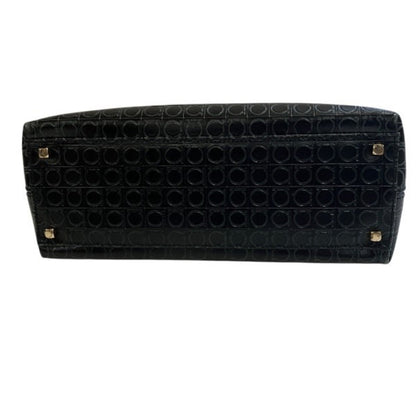 Salvatore Ferragamo Black Leather Iconic Top Handle