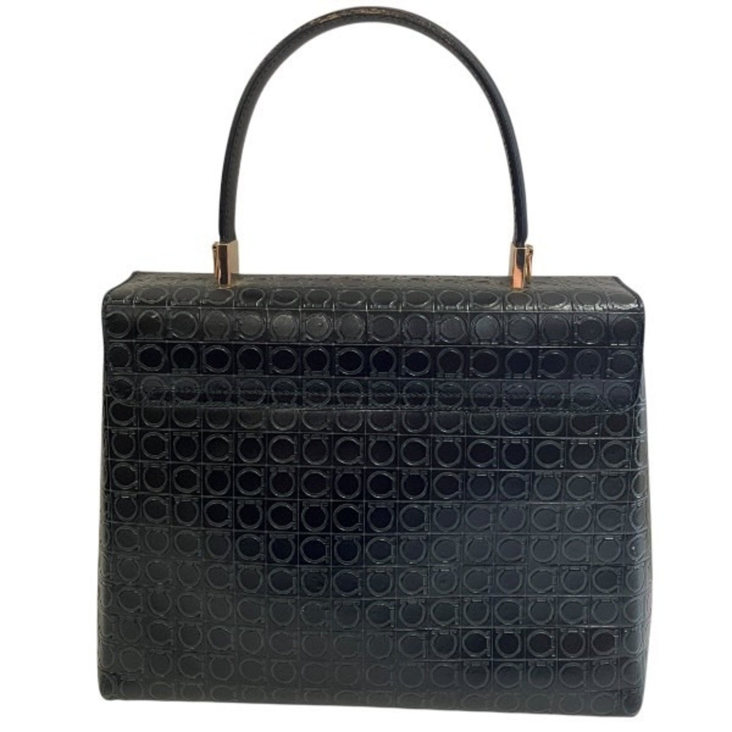 Salvatore Ferragamo Black Leather Iconic Top Handle