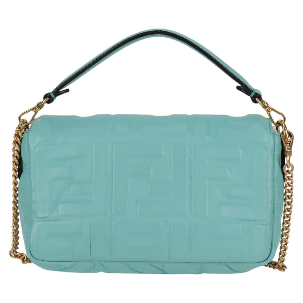 Fendi Blue Leather Baguette