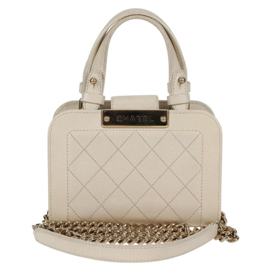 Chanel White Leather Shopping