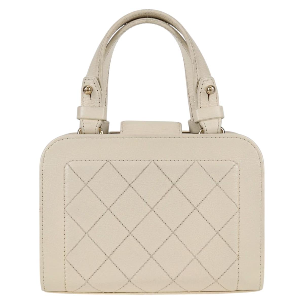 Chanel White Leather Shopping
