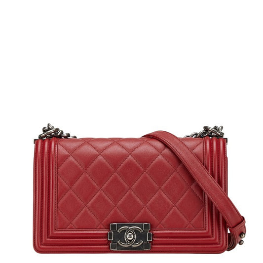 Chanel Red Leather Boy