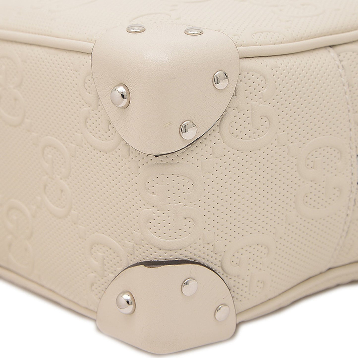 Gucci White Leather Gg Embossé