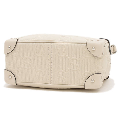Gucci White Leather Gg Embossé