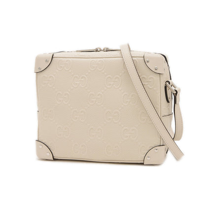 Gucci White Leather Gg Embossé