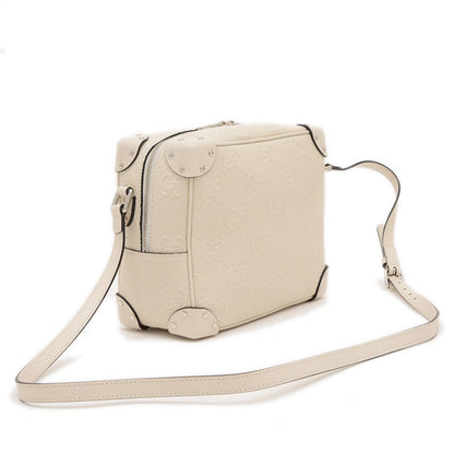 Gucci White Leather Gg Embossé