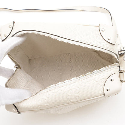 Gucci White Leather Gg Embossé