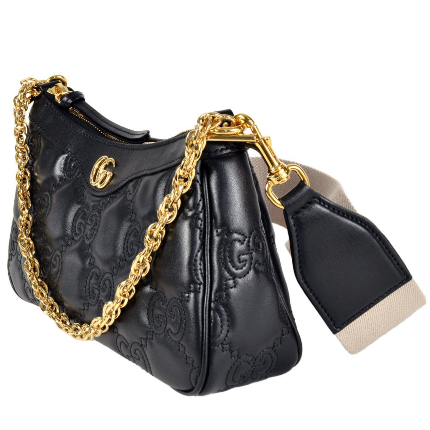 Gucci Black Leather Gg Matelassé