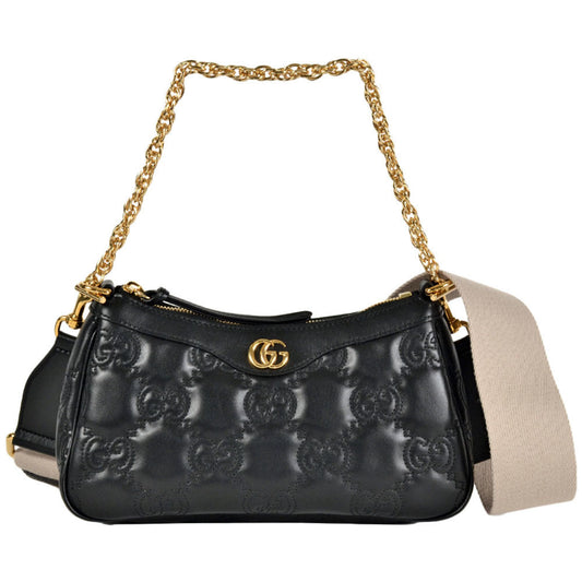 Gucci Black Leather Gg Matelassé
