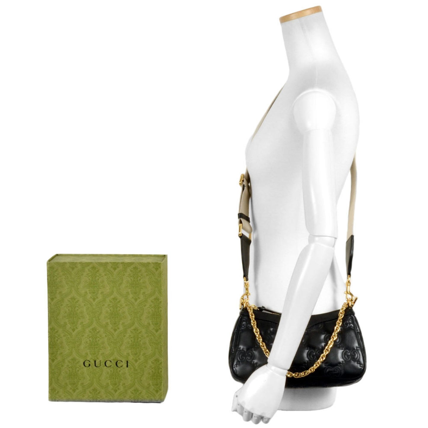 Gucci Black Leather Gg Matelassé