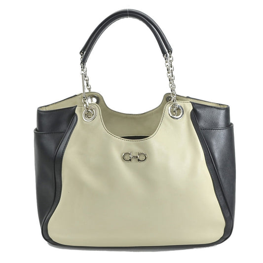 Salvatore Ferragamo Black Leather Gancini
