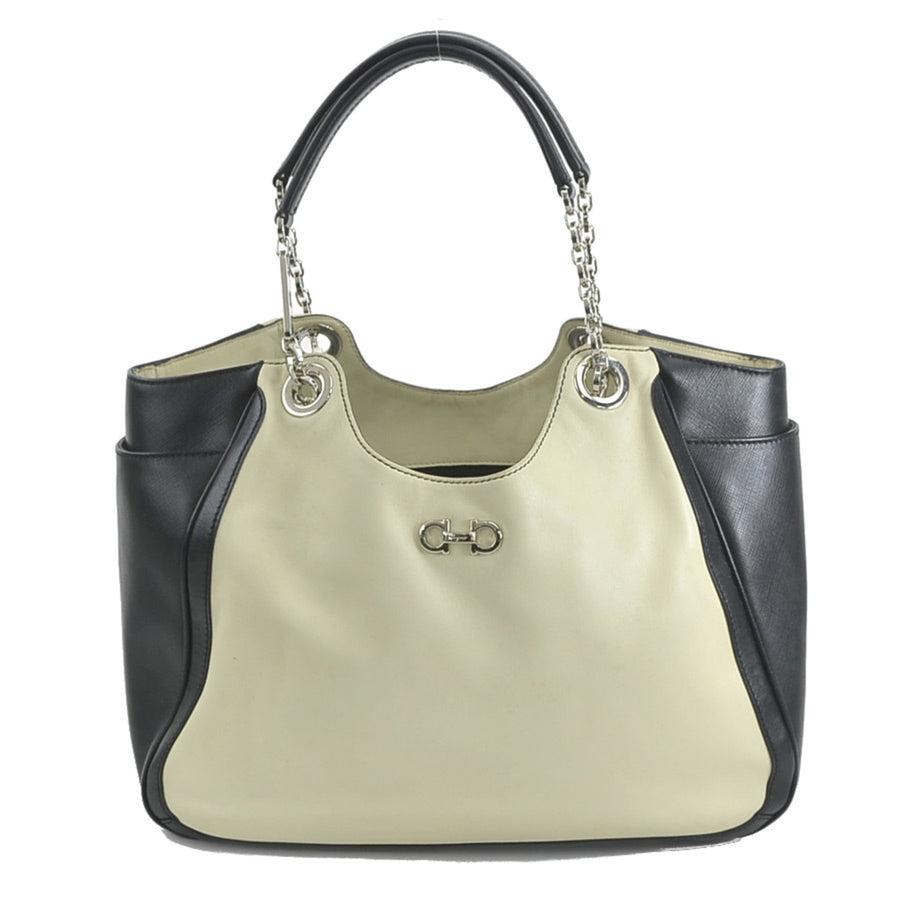 Salvatore Ferragamo Black Leather Gancini