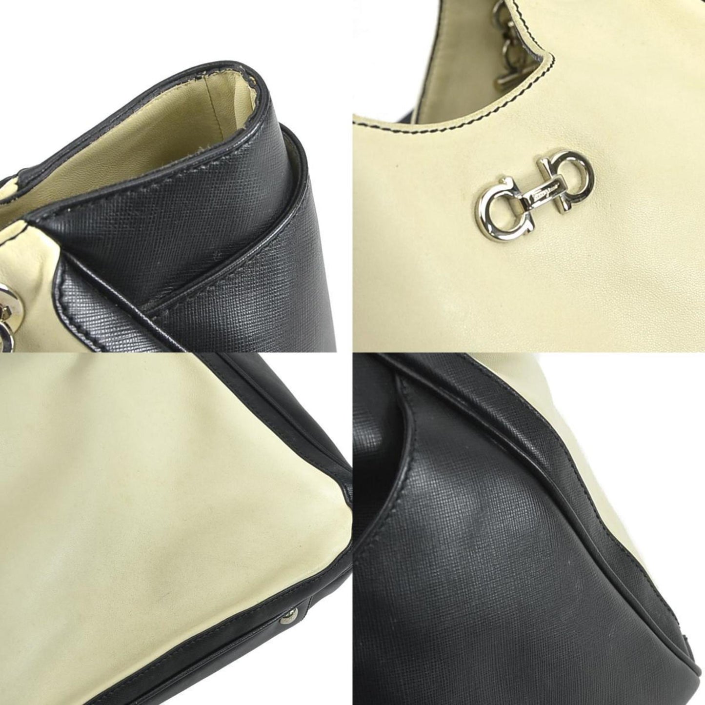 Salvatore Ferragamo Black Leather Gancini
