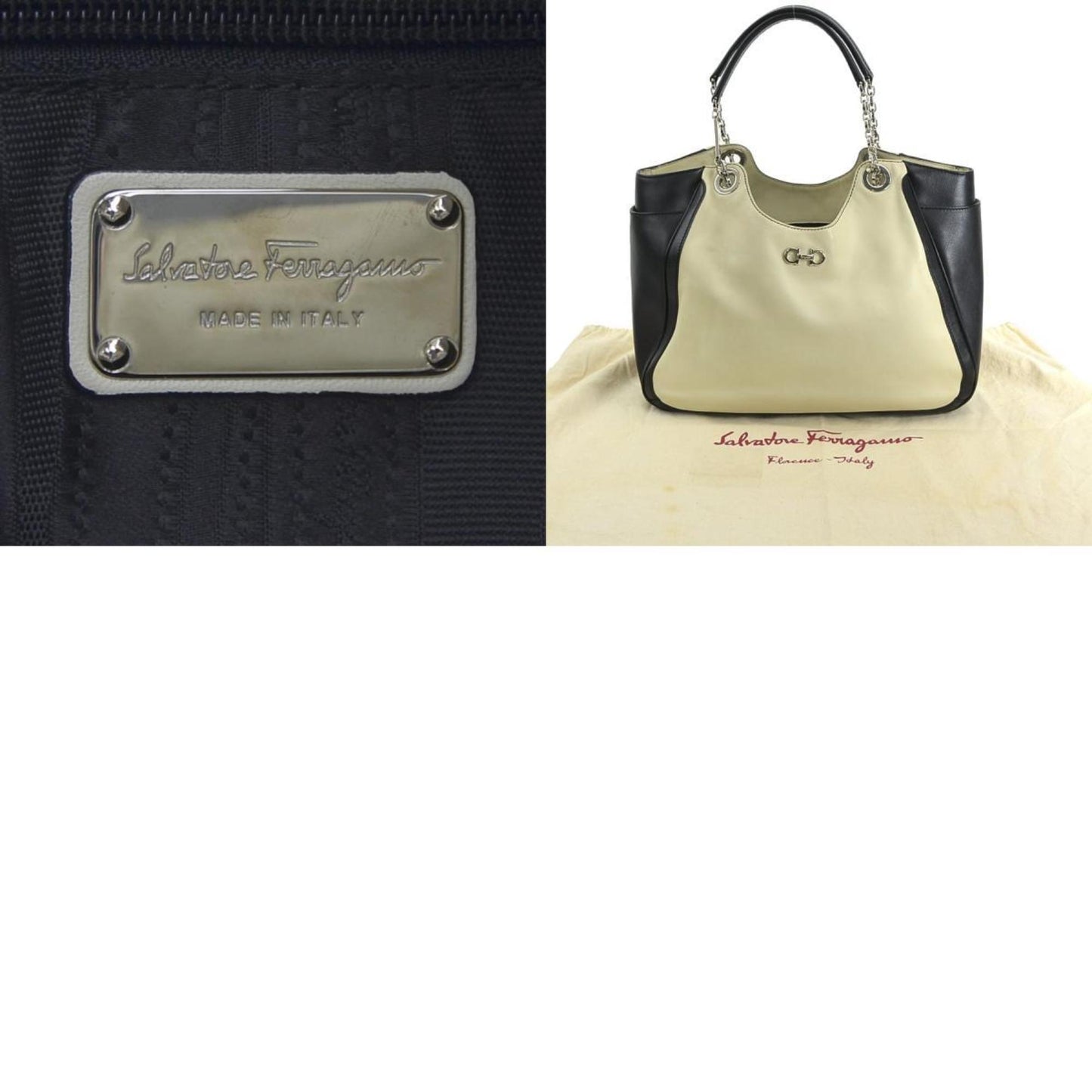 Salvatore Ferragamo Black Leather Gancini