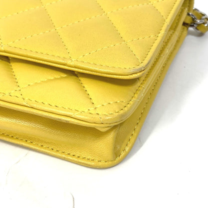 Chanel Yellow Leather Wallet On Chain